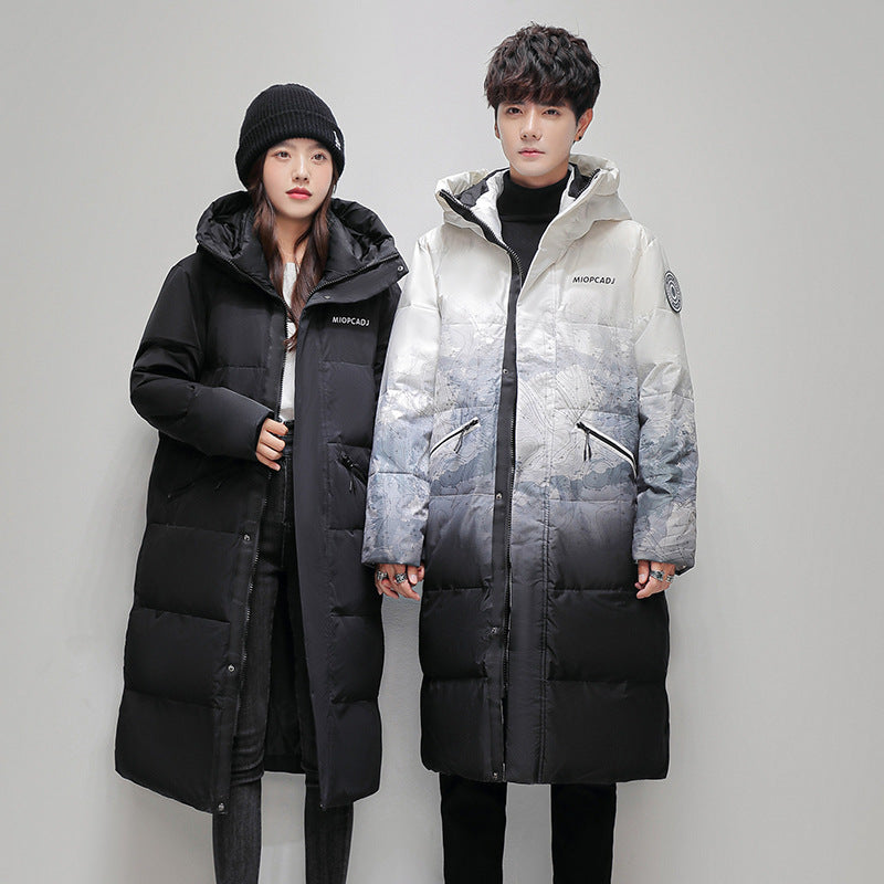 Men's Couple Down Jacket Long Thickened