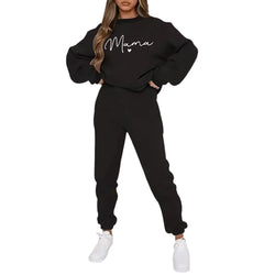 Fleece Letter-printing Printed Hoodie Sweatpants For Women