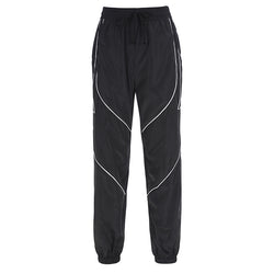 Rapwriter Fashion Reflective Strip Drawstring Sweatpants Women