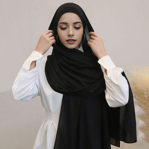 Chiffon Turban Pleated Drawstring Cap Suit Monochrome