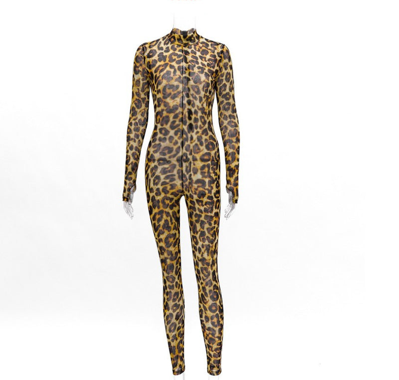 Leopard Print Jumpsuit Slim Fit Sexy Leggings Ladies Jumpsuit Women